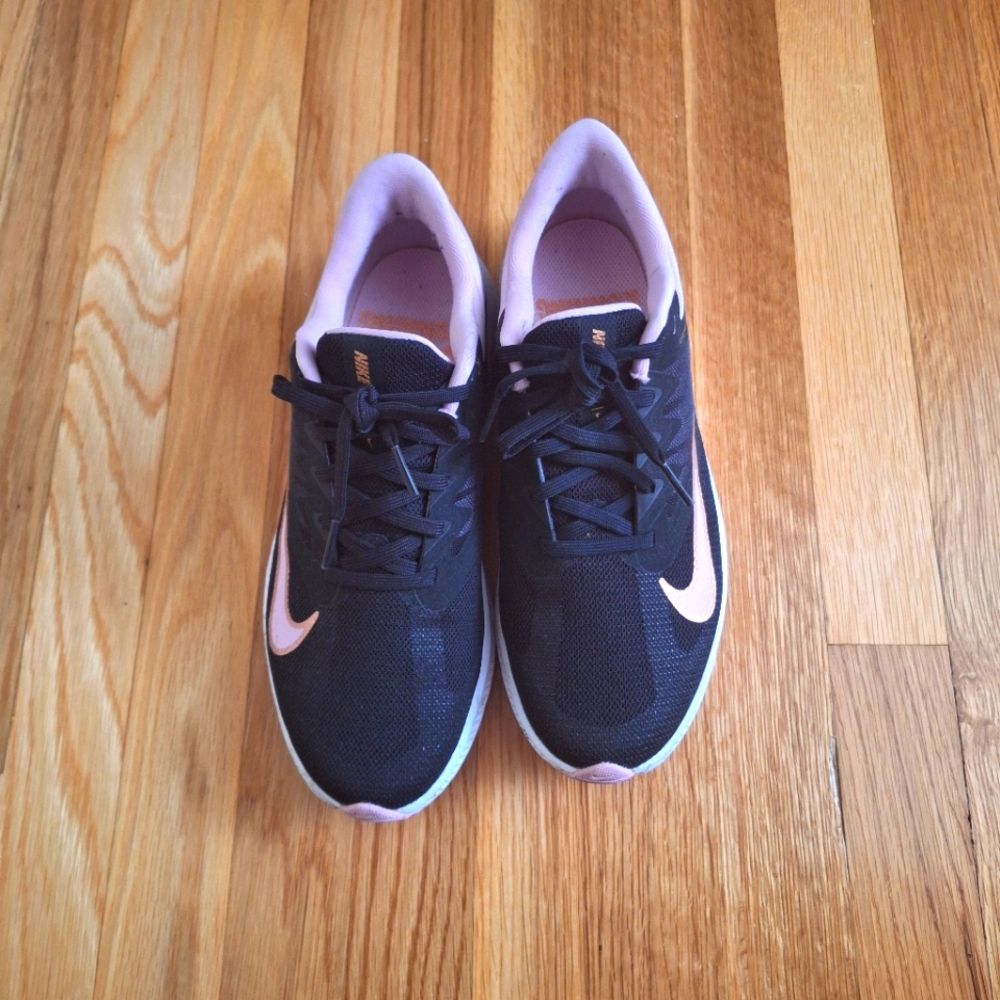 Nike Black and Pink Sneakers with Breathable Mesh